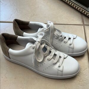 Vince White and Tan Minimalist Sneakers